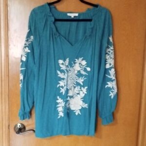 Solitaire, Anthropologie, blouse, mint green, large